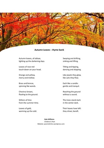 Autumn Leaves Rhyme Bank | Teaching Resources