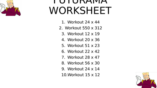 FUTURAMA worksheet 12