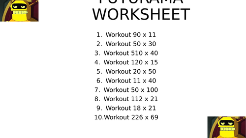 FUTURAMA worksheet 7