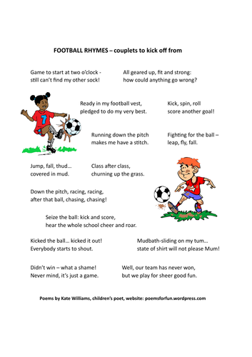 Football Rhymes - couplets to kick off from | Teaching Resources