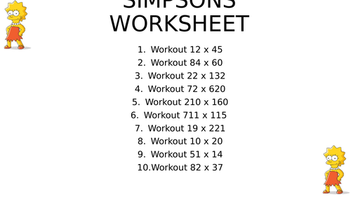 Simpsons worksheet 13