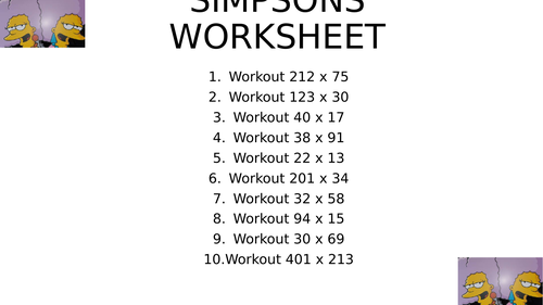 Simpsons worksheet 15