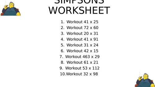 Simpsons worksheet 16