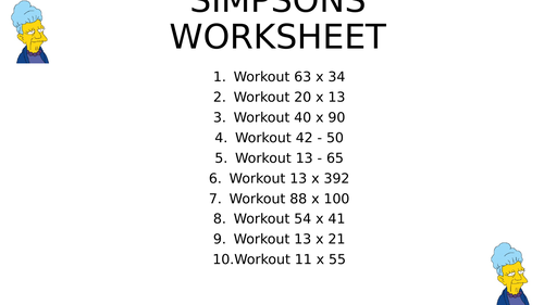 Simpsons worksheet 20