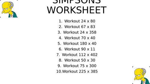 Simpsons worksheet 21