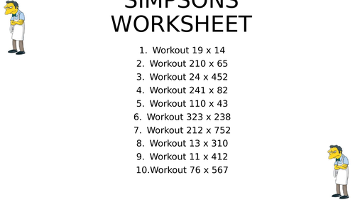 Simpsons worksheet 26