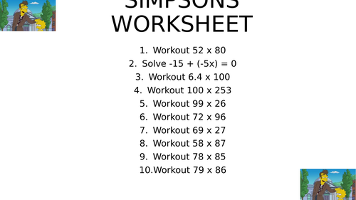 Simpsons worksheet 33