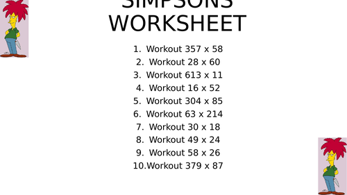 Simpsons worksheet 36