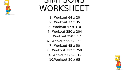 Simpsons worksheet 4