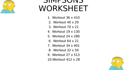 Simpsons worksheet 5