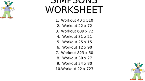 Simpsons worksheet 8