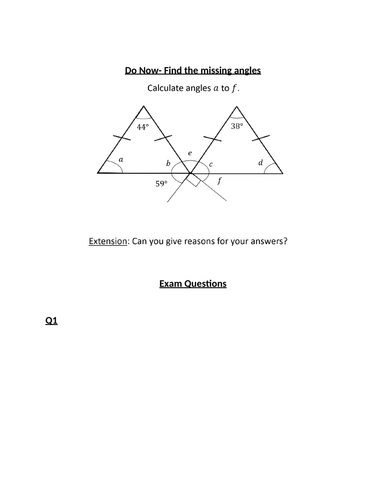 Angle facts and Parallel Lines