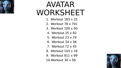 Avatar worksheet 1