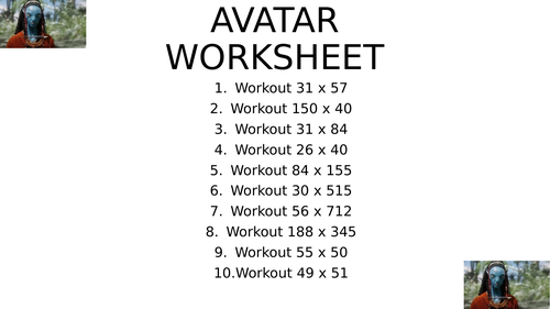 Avatar worksheet 13
