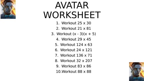 Avatar worksheet 6