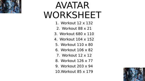 Avatar worksheet 8