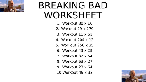 Breaking bad worksheet 11