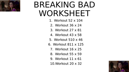 Breaking bad worksheet 12