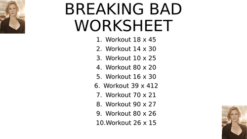 Breaking bad worksheet 3