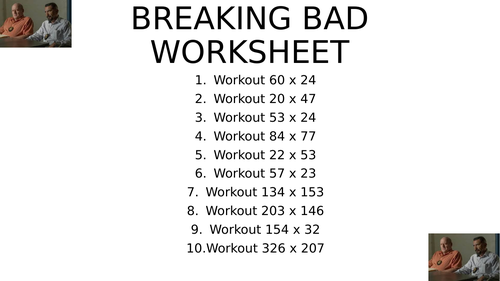 Breaking bad worksheet 6