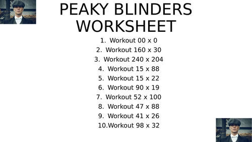 PEAKY blinders worksheet 1