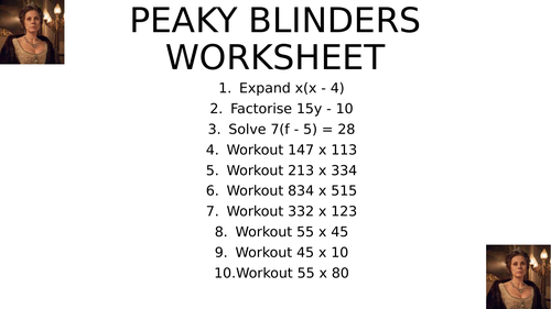 PEAKY blinders worksheet 17