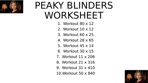PEAKY blinders worksheet 25