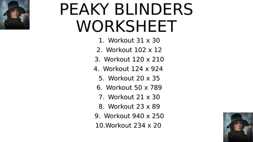 PEAKY blinders worksheet 5