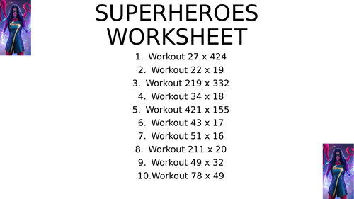 Superhero worksheet 12