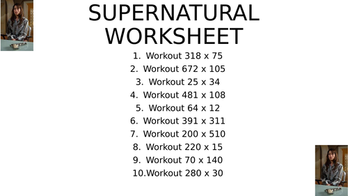Supernatural worksheet 3