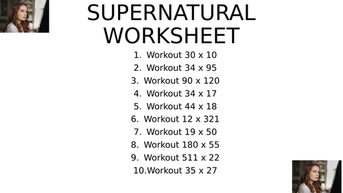 Supernatural worksheet 4