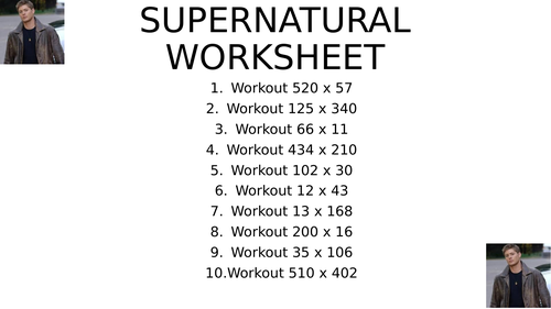 Supernatural worksheet 6