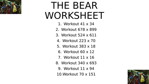 The bear worksheet 1