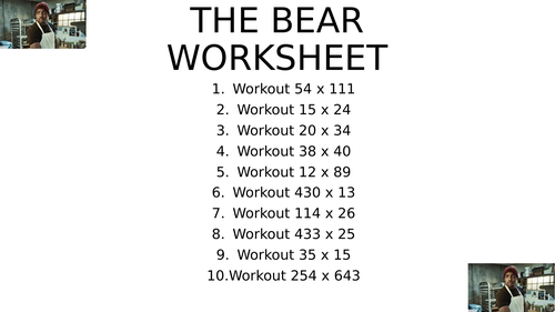 The bear worksheet 10