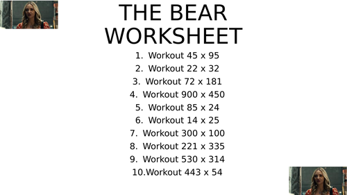 The bear worksheet 4