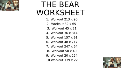 The bear worksheet 5
