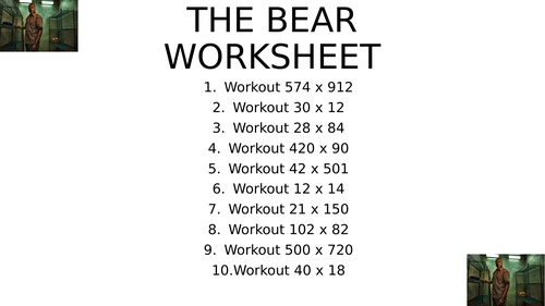 The bear worksheet 6