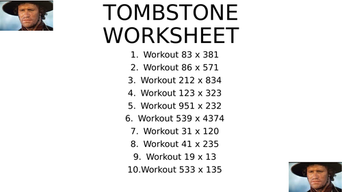 Tombstone worksheet 10
