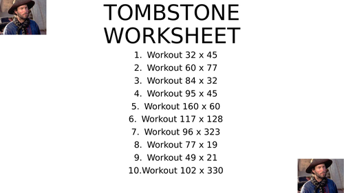 Tombstone worksheet 12