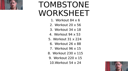 Tombstone worksheet 13