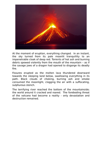 description of a volcano creative writing gcse