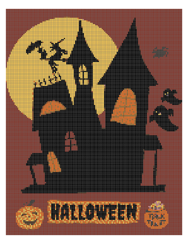 Halloween Haunted House Cross Stitch Pattern Design For the Spooky ...