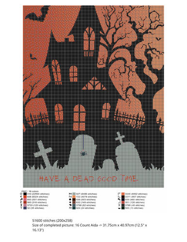 Halloween Haunted House Cross Stitch Pattern Design For the Spooky Have ...