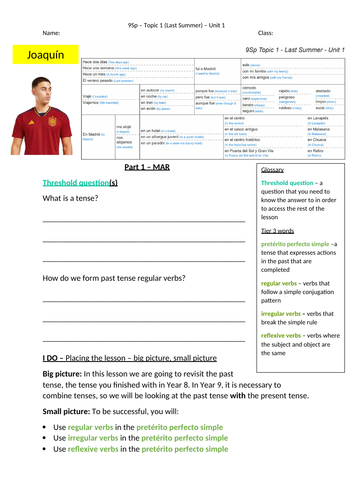Year 9 Spanish Topic 1 - Last Summer - Unit 1 - EPI Booklet with PPT ...