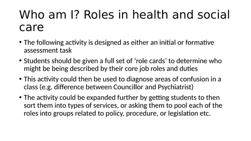 working-in-health-and-social-care-who-am-i-teaching-resources