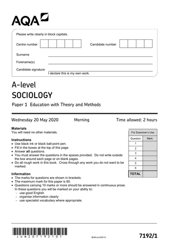 AQA Sociology Education Assessment resources | Teaching Resources