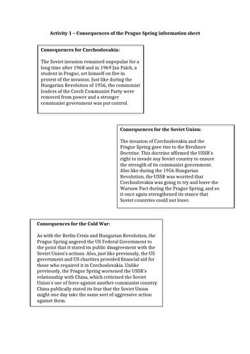 Cold War - consequences of the Prague Spring