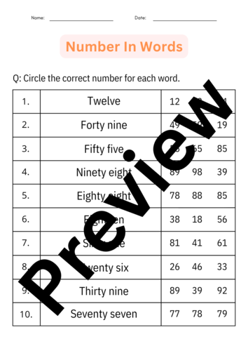 Printable Writing Number Words 1 to 100 Worksheets for Kindergarten ...