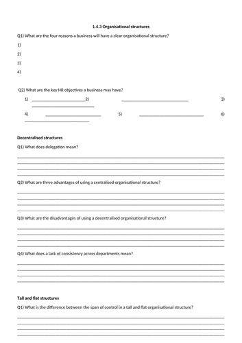 A Level Business - Theme 1 - 1.4 Managing People ( Complete Unit of ...