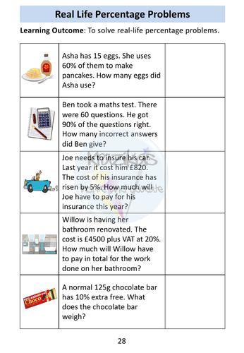 Percentages Workbook Level 1 Maths Functional Skills | Teaching Resources